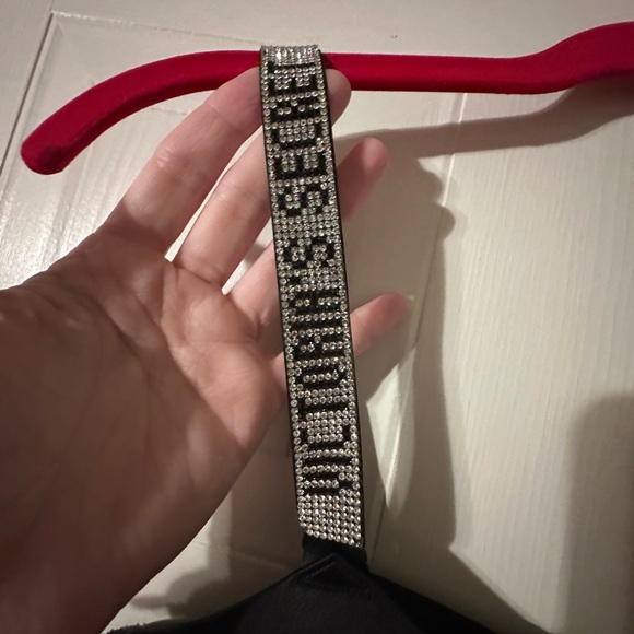 Victoria's Secret Black Satin Bra with Embellished Straps - Picture 2 of 6